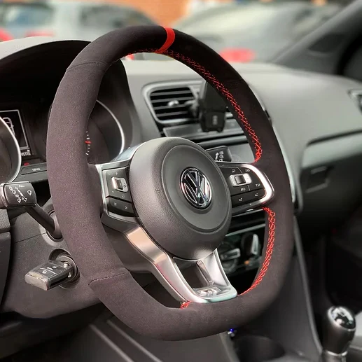 Custom Alcantara Steering Wheel Cover for VW - Image 5