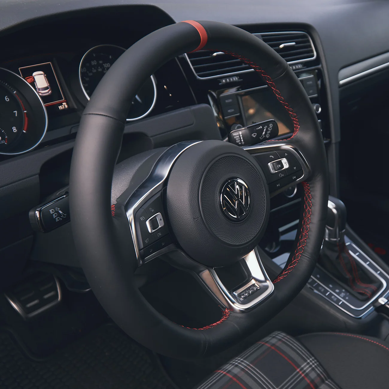 Custom Leather Steering Wheel Cover for VW - Image 3