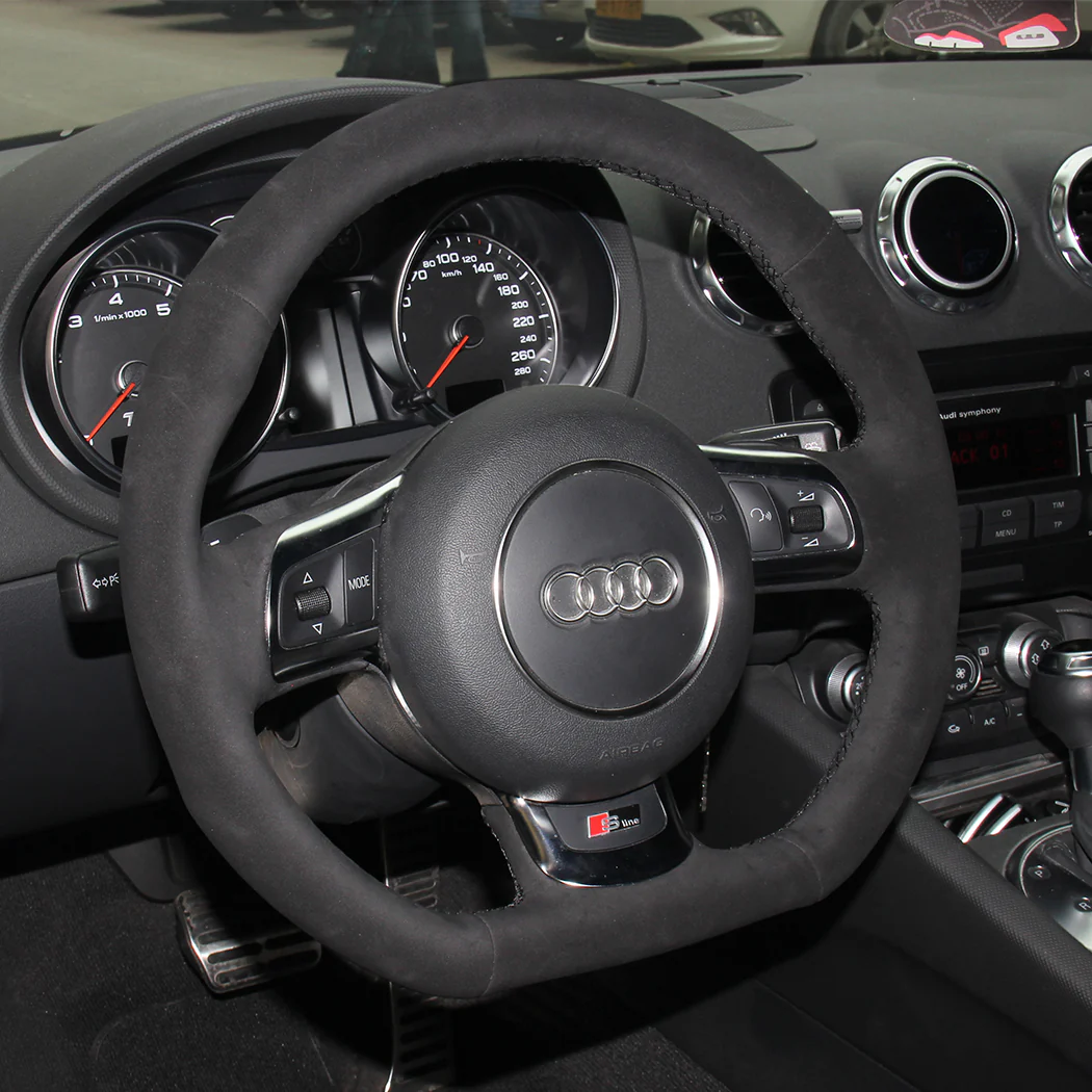 Custom Suede Steering Wheel Cover for Audi - Image 3