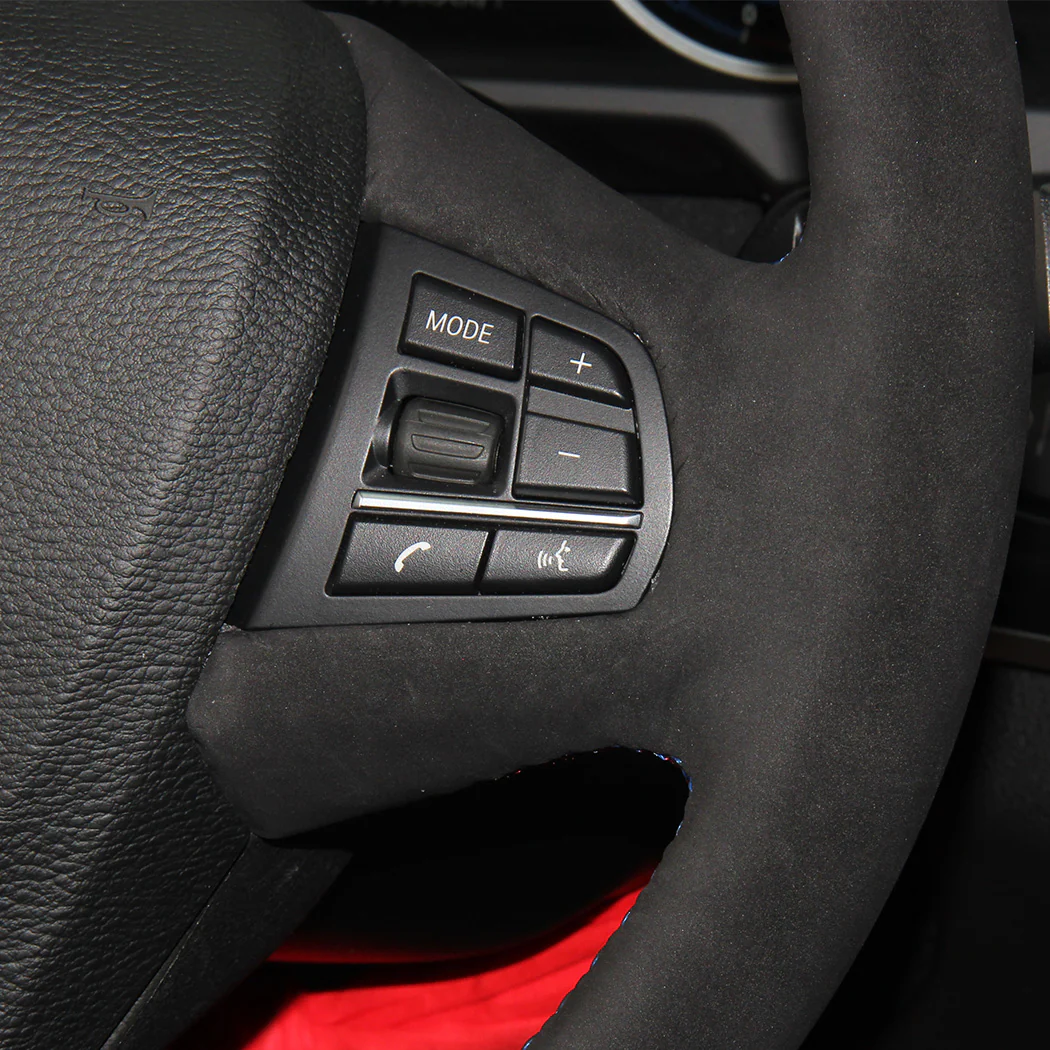 Custom Suede Steering Wheel Cover for BMW - Image 3