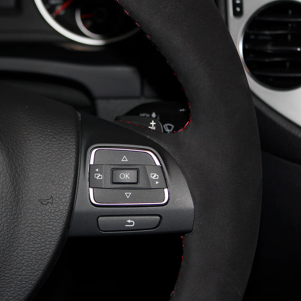 Custom Suede Steering Wheel Cover for VW - Image 4