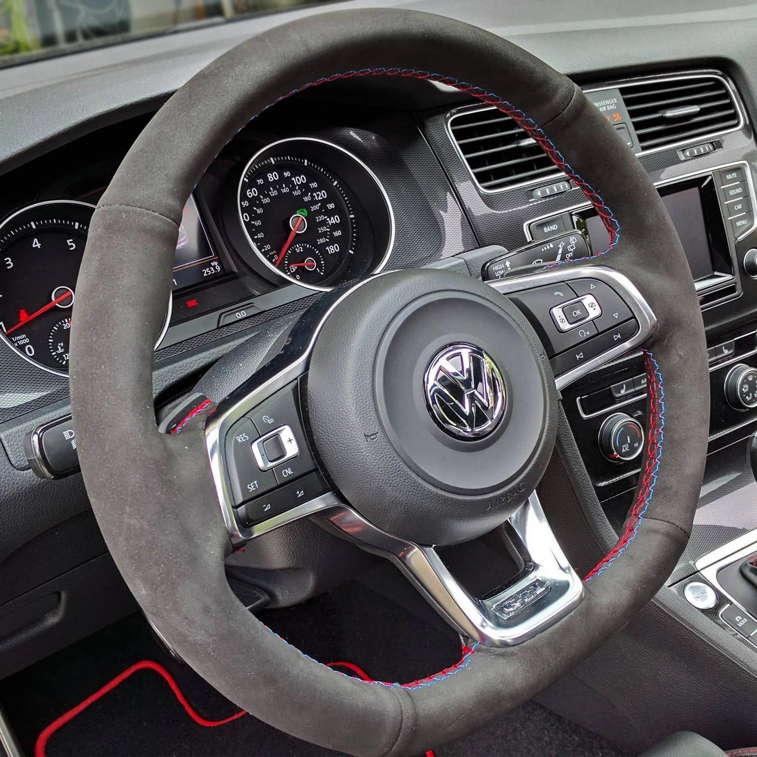 Custom Suede Steering Wheel Cover for VW - Image 5
